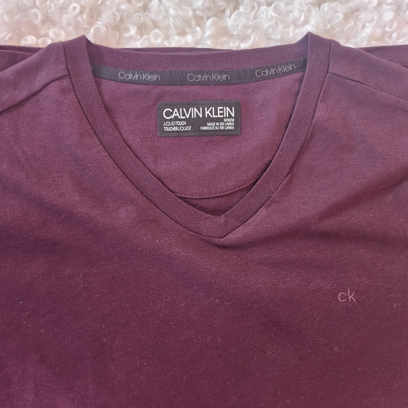 Calvin Klein Men Size M Deep Purple Liquid Touch Short Sleeve Cotton Tee Shirt - Picture 5 of 5